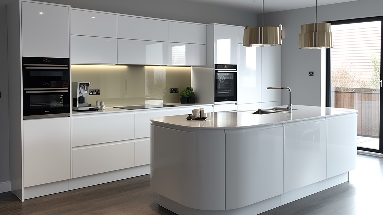 white lacquered MDF fitted kitchen