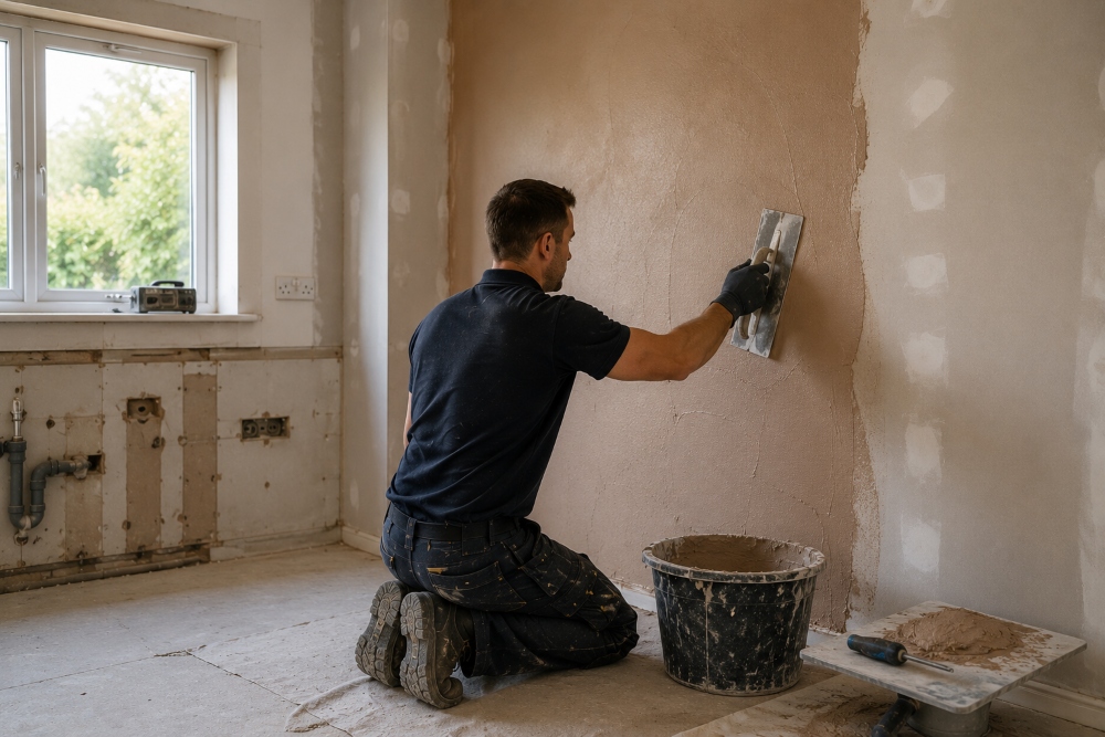 Plastering and Wall preparation for kitchen fitting in London